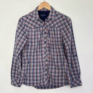 Eddie Bauer Women’s Classic Western Plaid Shirt W/ Pockets Size Medium G12